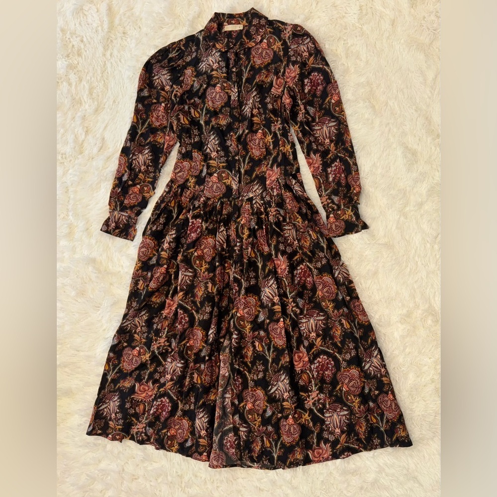 NWOT Ulla Johnson Celia Button Down Wool Blend Dress In Viola Floral Print Sz 2 - Picture 7 of 12
